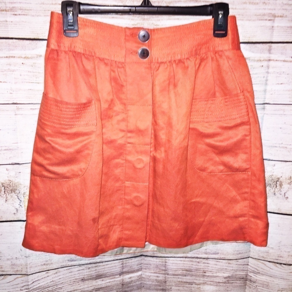 J. Crew Factory Dorrie Orange Linen Skirt Size 0